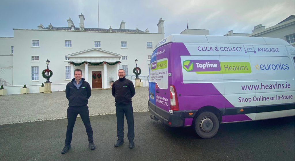 Paul and Derek Heavin pictured outside Áras an Uachtaráin