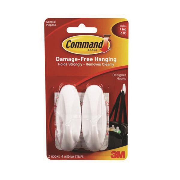 Command 3M Command Medium White Hook 2 Pack | 3M17081