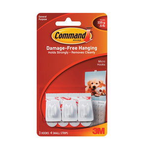 COMMAND 3M MICRO HOOK ( 3 HOOKS 4 STRIPS) | 3M17066