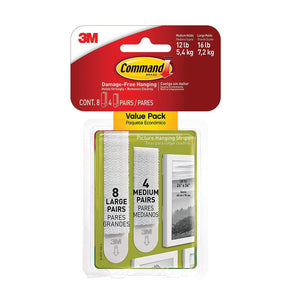 COMMAND 3M PICTURE HANGING STRIPS (8 Large, 4 Medium) | 3M17209