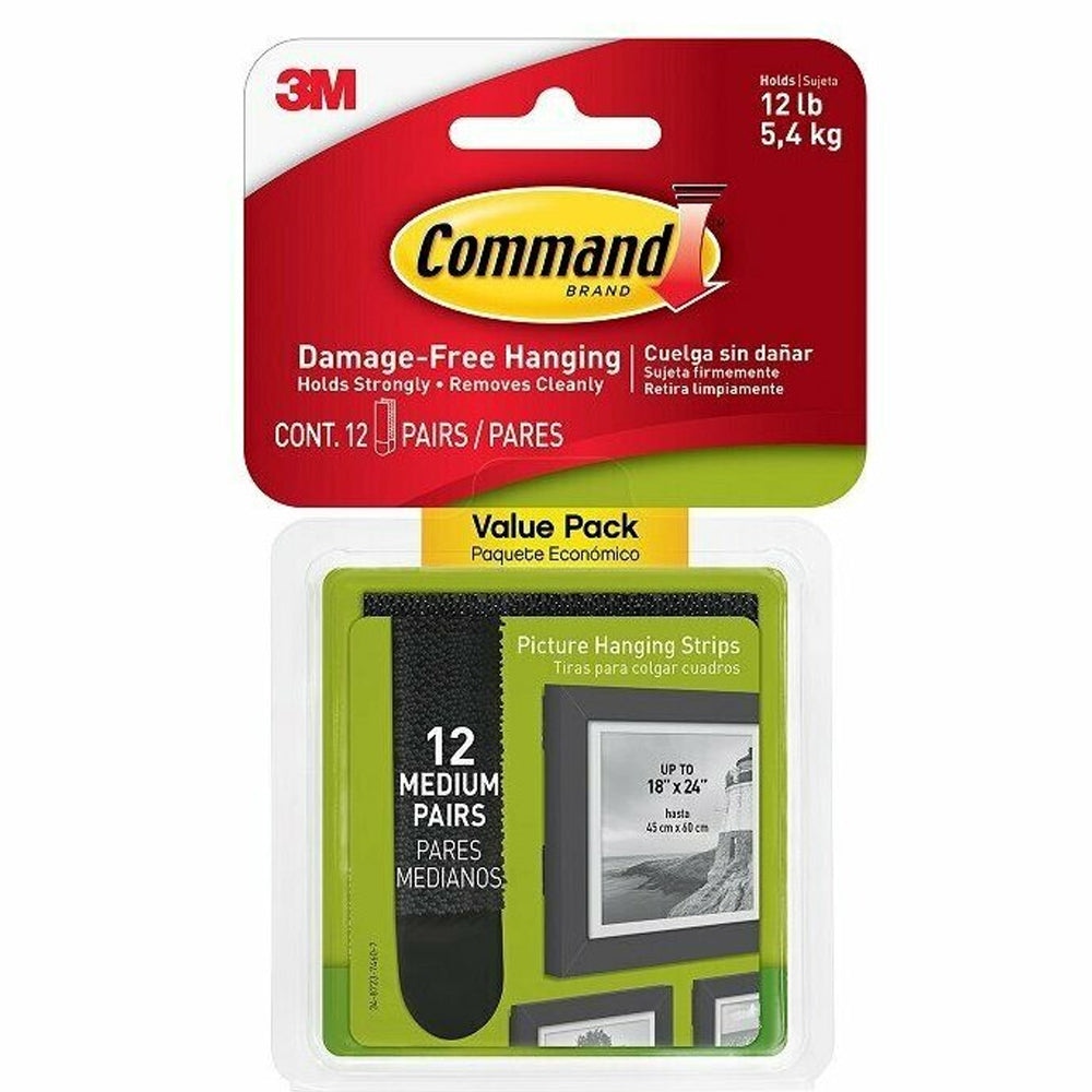 Command Medium Picture Hanging Strips 12 Pairs - Black | 3M17204BLK