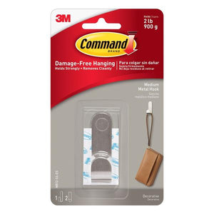 Command 3M Modern Metal Hook - Medium | 3MMR12-SS-ES