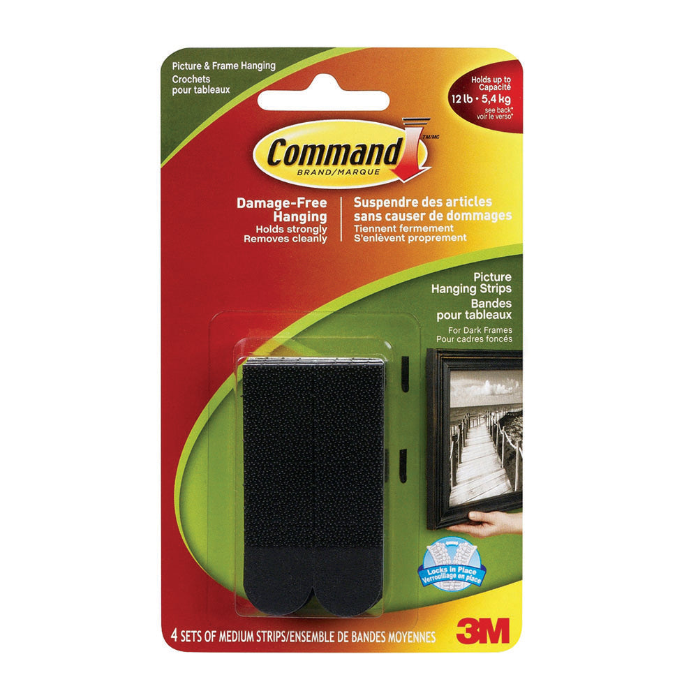 Command 3M Medium Hanging Strips 4 Sets - Black | 3M17201BLK