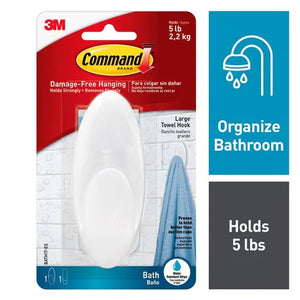 Command 3m Towel Hook - White | 3MBATH17-ES