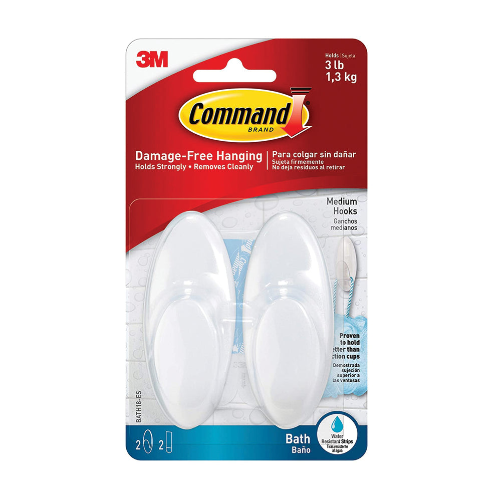 COMMAND BATH HOOK 2 PACK | 3MBATH18-ES