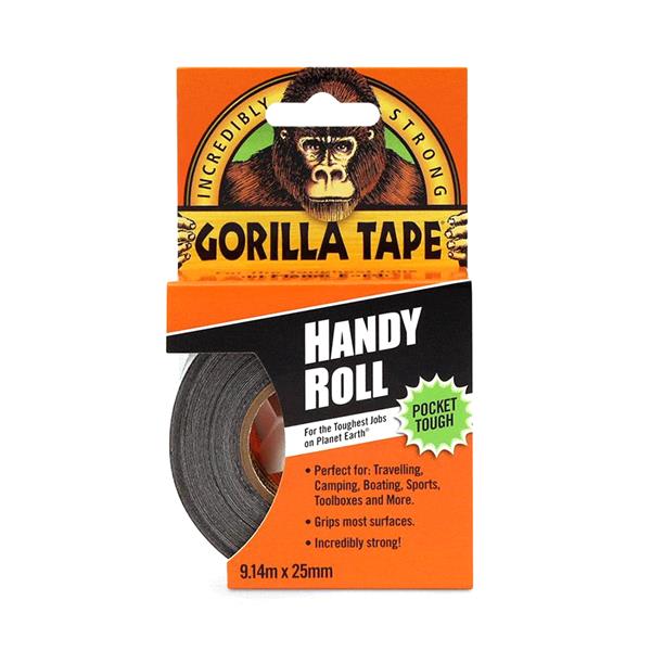 Gorilla Tape Handy Roll 25mm x 9 Metre - Black | GRGTHR