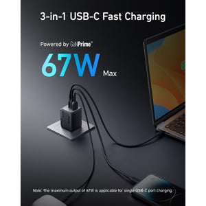 Anker Prime 67W GaN Wall Phone Charger Adapter ( 2 x USB C 1 x USB A ) | A2669213