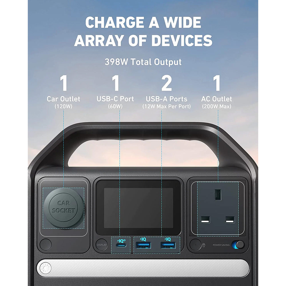 Anker Portable Power Station 256Wh, 521 Portable Generator 200w 5 Port Powerbank | A1720211