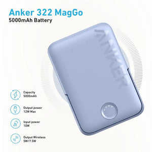 Anker 322 MagGo Wireless Power Bank 5000mAh 7.5W - Black | A1618G11