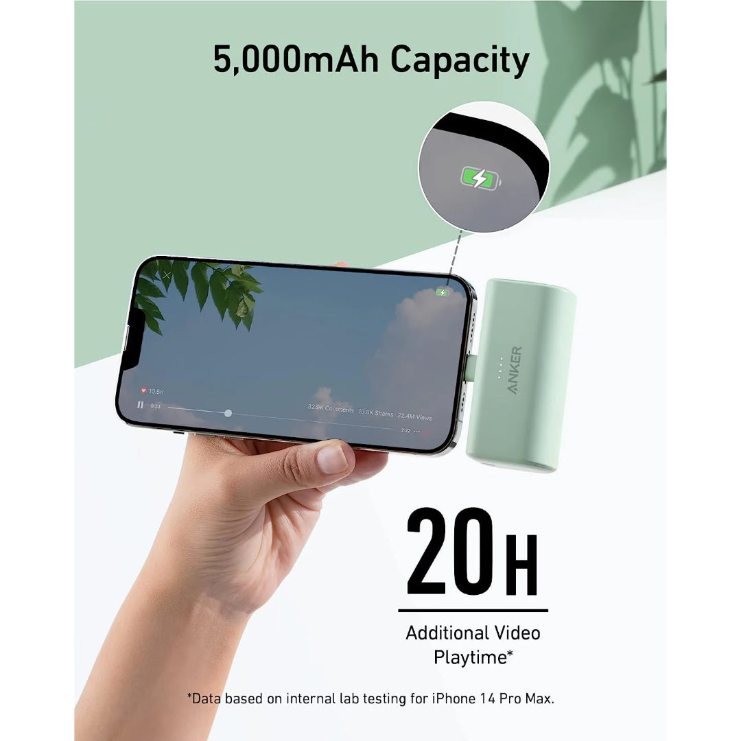 Anker 621 12W Nano Built in Lightning Power Bank 5,000mah - White | A1645G21