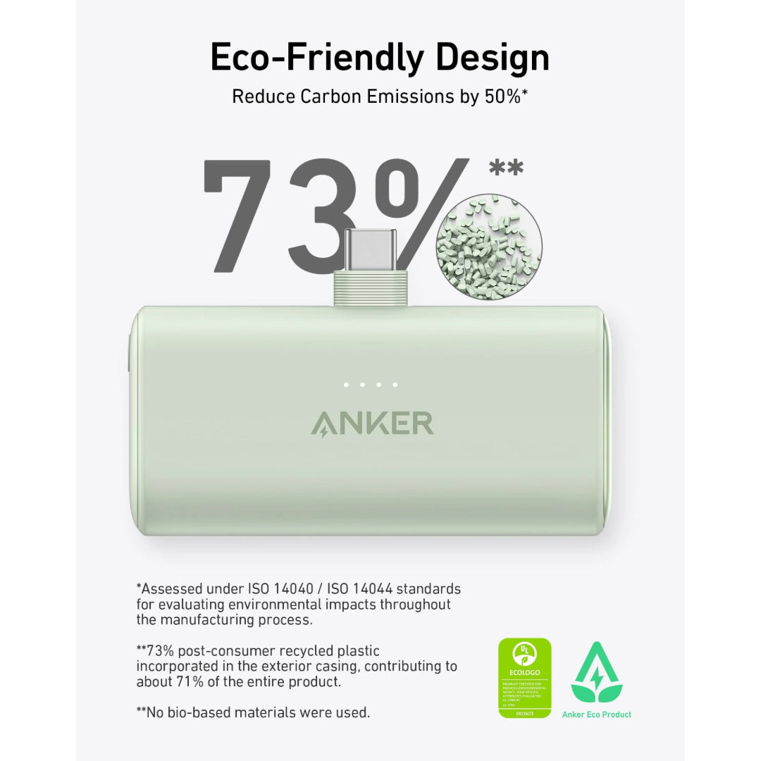 Anker Nano 22.5W  Built in USB C Power Bank 5,000mah - White | A1653H21