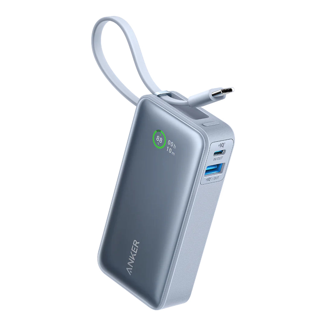 Anker Nano Power Bank 30W 10,000mah Built In USB C Cable - Blue | A1259H31