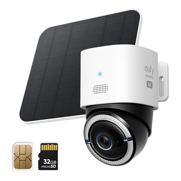 Eufy 4G LTE Cam S330 Outdoor Camera with Solar Panel ( Sim Card Camera ) - White | T86P2321