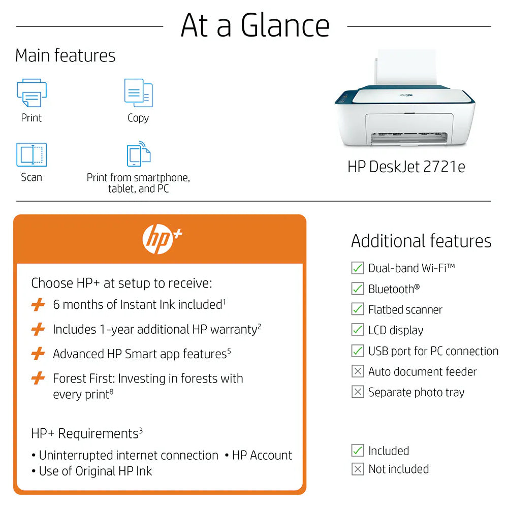 HP Deskjet 2721e All-in-One Wireless Inkjet Printer