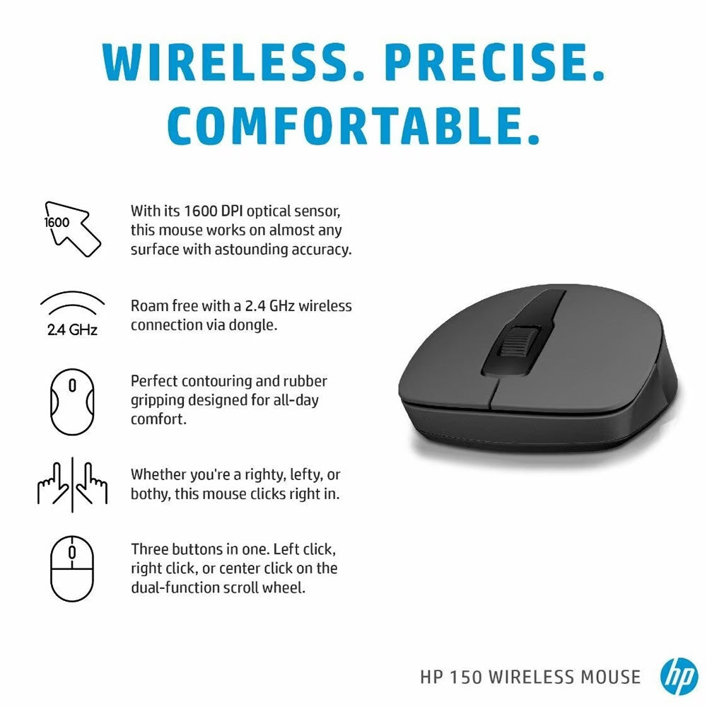 HP 150 Wireless Mouse - Black | 2S9L1AA
