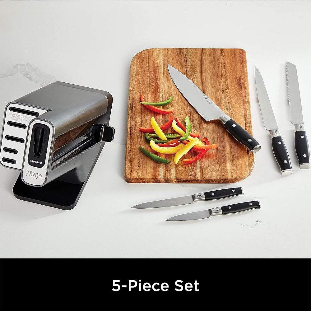 Ninja Foodi StaySharp Knife Block with Integrated Knife Sharpener - 5 Piece Set | K32005UK