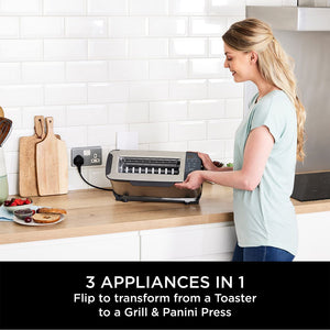 Ninja Foodi 3-in-1 Toaster, Grill & Panini Press - Stainless Steel | ST202UK