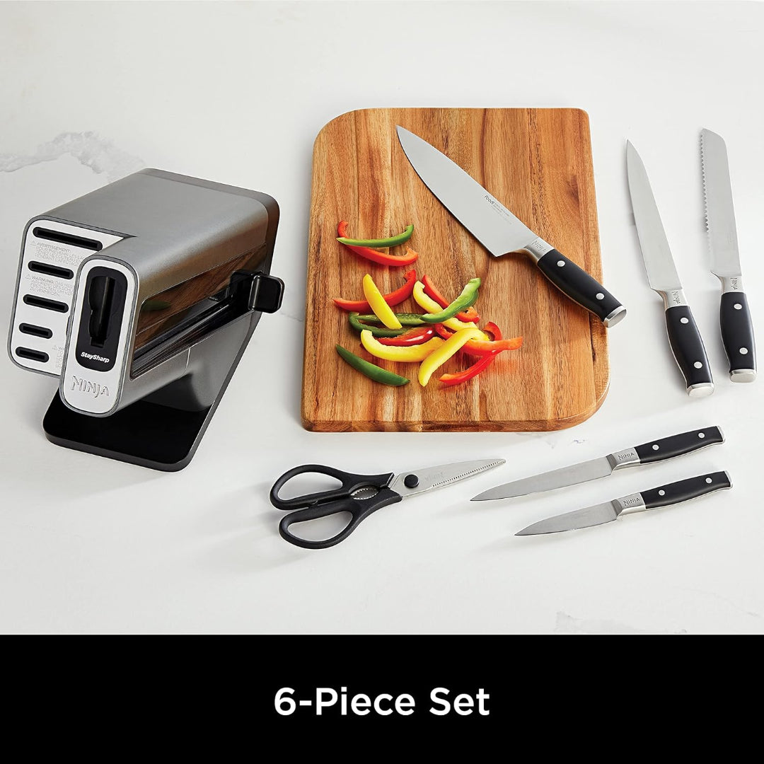 Ninja Foodi StaySharp Knife Block with Integrated Sharpener 6 Piece Set | K32006UK