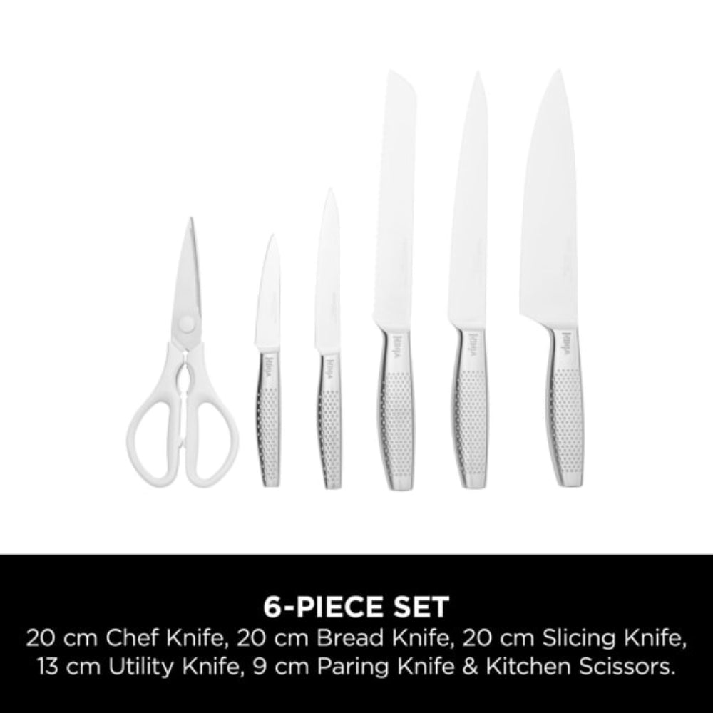 Ninja Stay Sharp Stainless 6-Piece Knife Set & Block - White | K62006EUWH