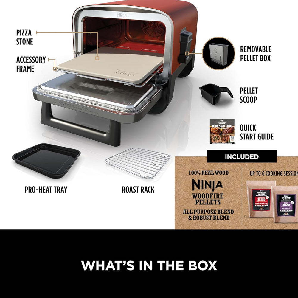 Ninja, Woodfire Electric Outdoor Oven, Artisan Pizza Maker and BBQ Smoker | OO101UK