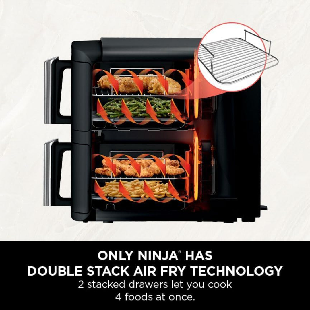 Ninja 7.6 Litre Double Stack 2 Drawer Air Fryer - Black | SL300UK