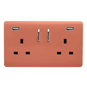 Trendi Double Switched Socket 2 Gang 13Amp With 2 X Usb A Ports - Copper | 9101-72