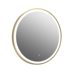 Rosie Brushed Brass LED Round Heated Bathroom Mirror with De-mist and Colour Change | 151796