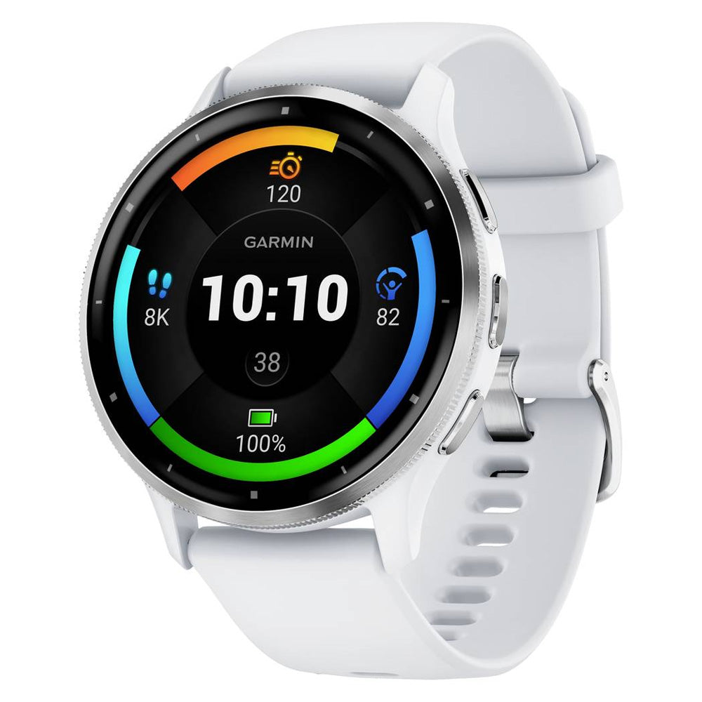 Garmin Venu 3 Stainless Steel Bezel Silicone Band - Whitestone | 49-GAR-010-02784-00