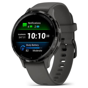 Garmin Venu 3S Slate Stainless Steel Bezel Silicone Band - Pebble Grey | 49-GAR-010-02785-00