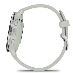 Garmin Venu 3S Silver Stainless Steel Bezel Silicone Band - Sage Grey | 49-GAR-010-02785-01