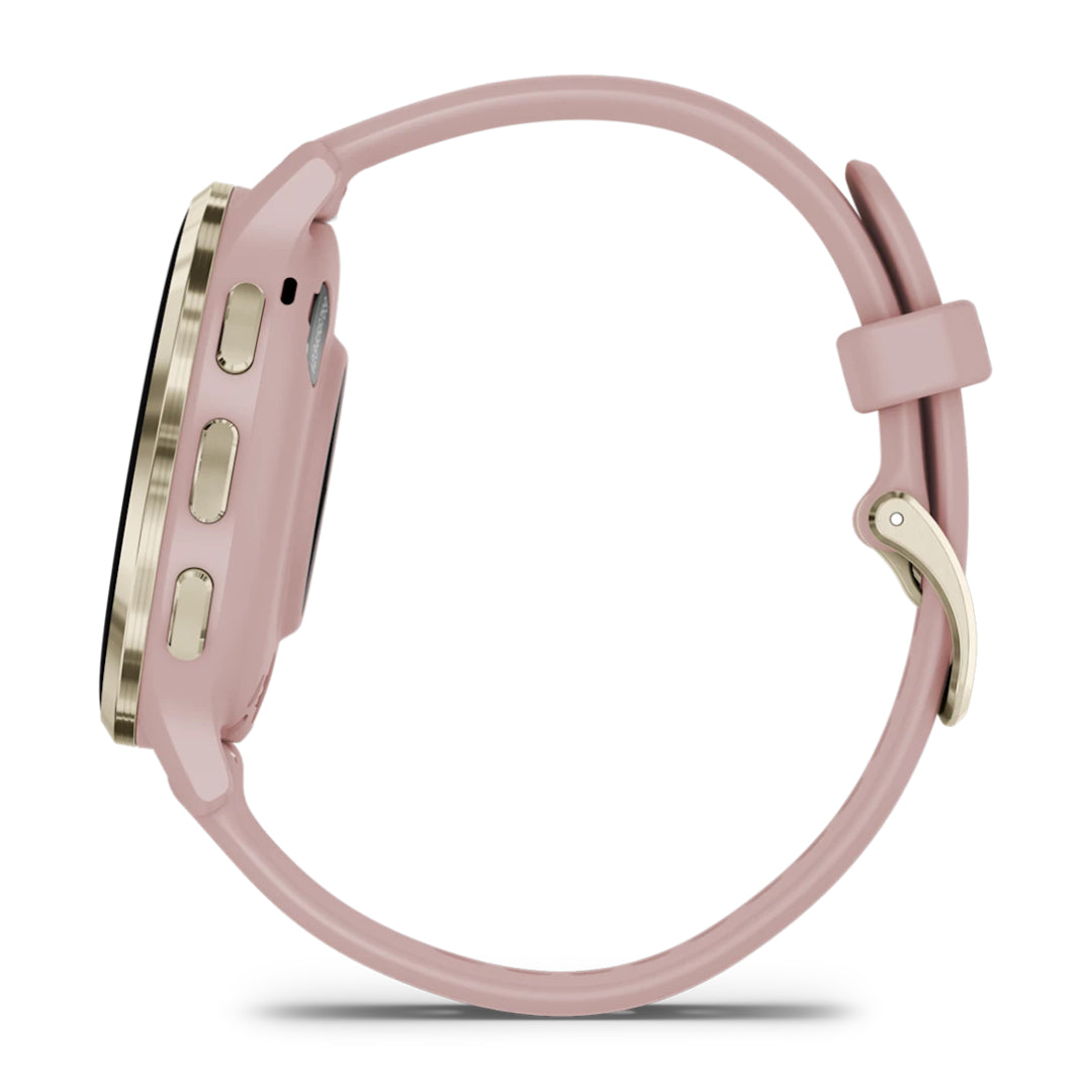 Garmin Venu 3S Smart Watch Stainless Steel Bezel Silicone Band - Gold / Duse Rose Pink | 49-GAR-010-02785-03