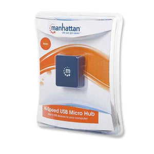 Manhattan 4 Port USB 2.0 Hub Spliter -  Blue | 160605