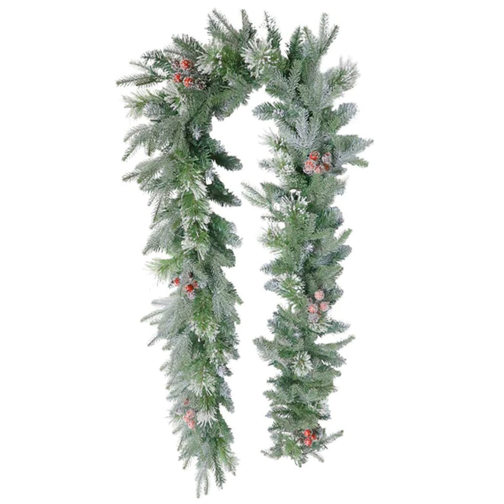 Puleo Berry Spruce Frosted Christmas Garland - 9 Foot | BSF-9/10