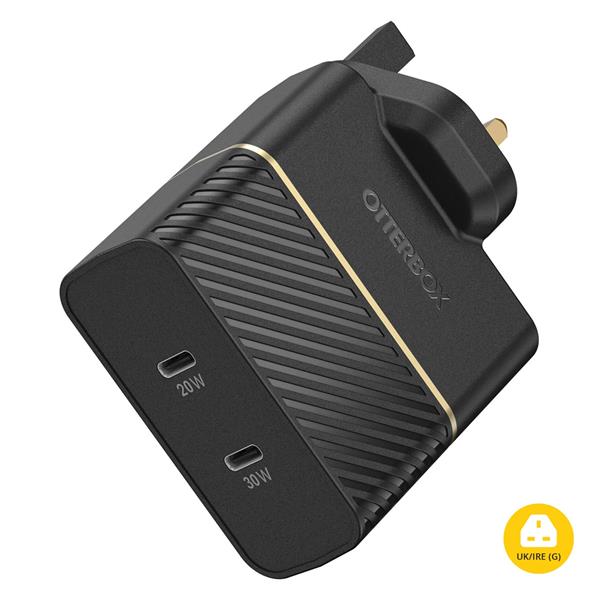 OtterBox 50W Wall Fast Charger 1xUSB-C 30W + 1 x USB-C 20W - Black | 78-52714