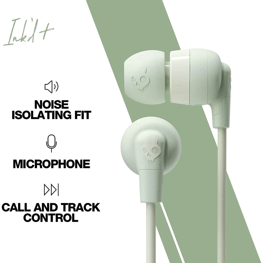 Skullcandy Wired In-Ear Earphones with Mic -  Sage Green | S2IMY-M692