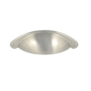 Satin nickel traditional shaker cup cabinet handle - 64mm | 0030060