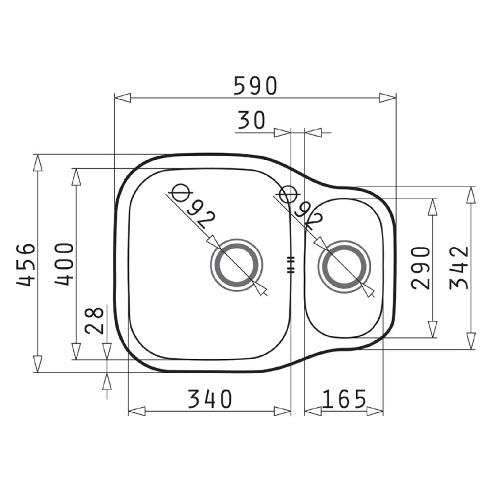 Pyramis Dione Stainless Steel Undermount 1.5 Bowl Sink - 590 x 450mm | 2600110