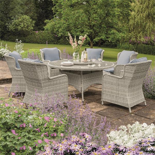 Eden Rose 6 Seater Round Garden Furniture Table and Chairs Set