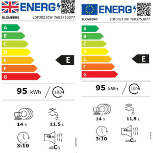 Blomberg 14 Place Freestanding Dishwasher - White | LDF30210W