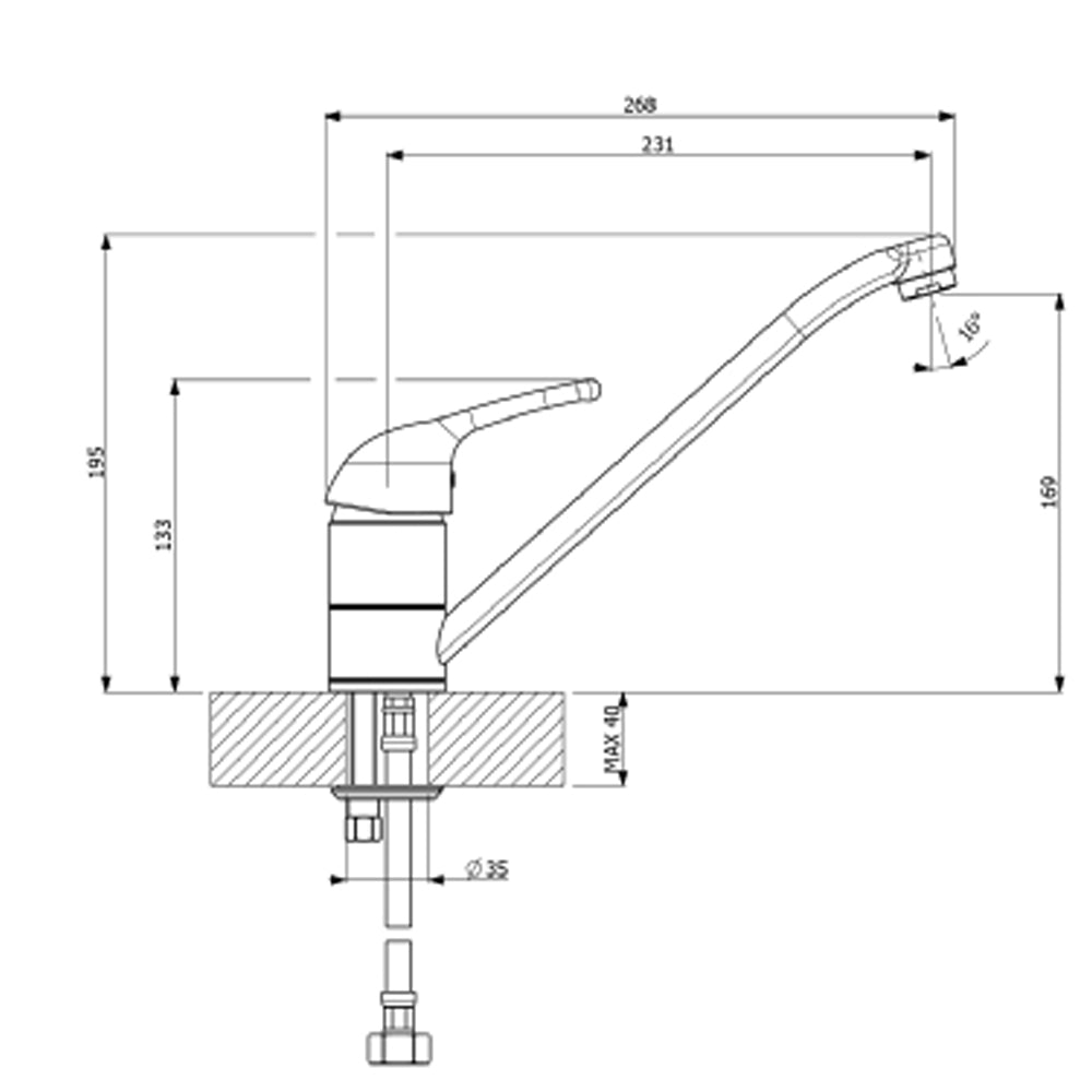 MVI Chicago Top Lever Kitchen Sink Mixer Tap | 2720034