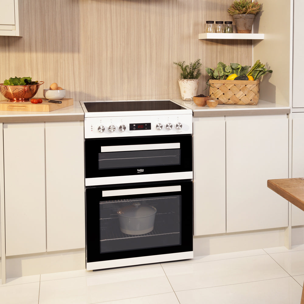 Beko 60cm Double Oven Electric Cooker - Silver | KDC653S