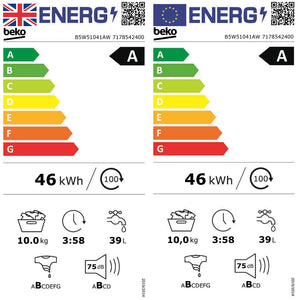 Beko 10kg 1400 Spin Washing Machine Aquatech - White | B5W51041AW