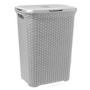 Curver 60L Rattan Laundry Hamper Basket - Grey | CUR246440