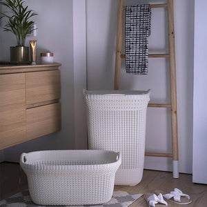 Curver Knit Laundry Hamper Basket 57 Litre - Oasis White | CUR228391