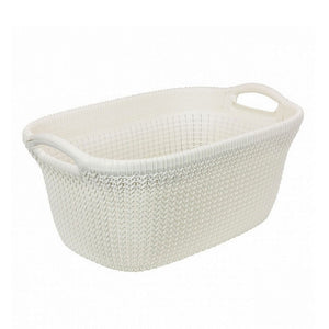 Curver Knit 40 Litre Laundry Hamper Basket - Oasis White | CUR228393