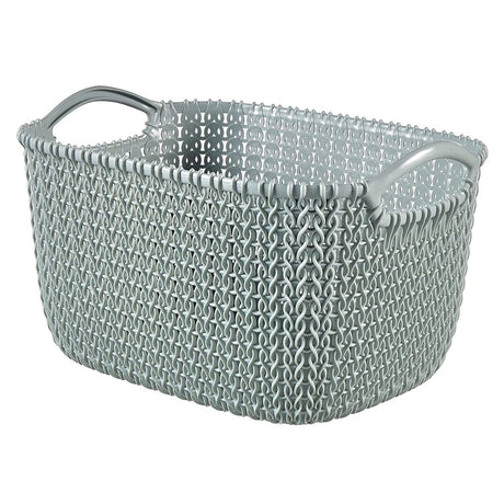 Curver Knit Rectangular Basket 3 Litre - Duck Egg Blue | CUR229304