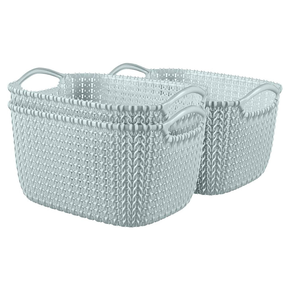 Curver Knit Rectangular Basket 3 Litre - Duck Egg Blue | CUR229304