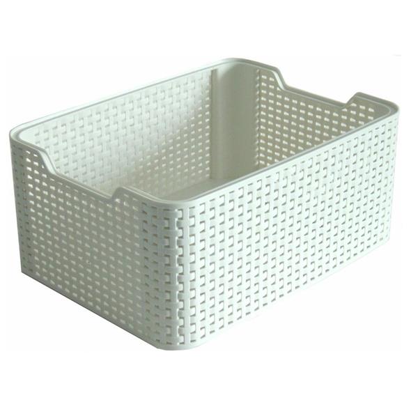 Curver Style Rattan Storage Box Small 7 Litre - White ( 28cm x 19cm x 13cm ) | CUR189336