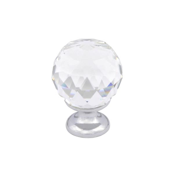 Crystal kitchen cabinet drawer knob with chrome base - 30mm | 0200068