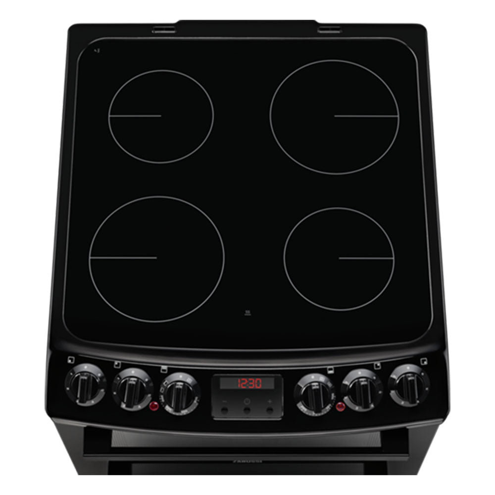 Zanussi 55cm Ceramic Top Electric Cooker - Black | ZCV46250BA